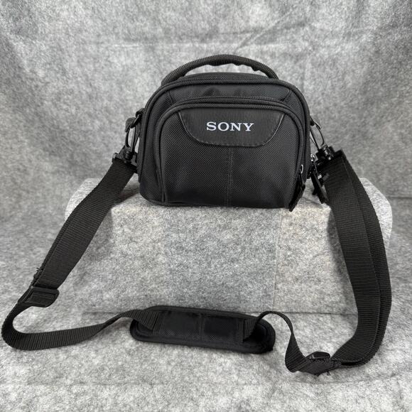 Sony LC S-VA15 2 Zip Camera Camcorder Carrying Bag Shoulder Strap Black EUC 276 - Picture 1 of 8